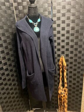 Isabella Rodriguez Navy Hooded Open-Front Cardigan